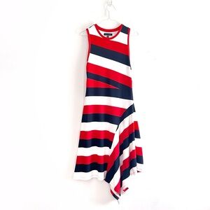 Banana Republic Stripe Soft Ponte Asymmetrical Dress Size Medium